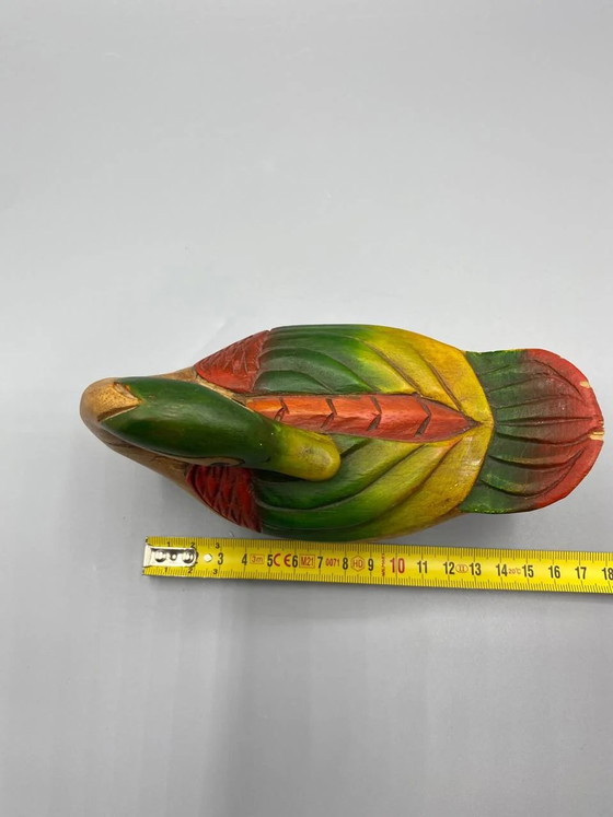 Ambachtelijk handbeschilderde, uit hout gesneden doos in de vorm van een wilde eend – Decoratieve objecten (photo 7 of 8)
