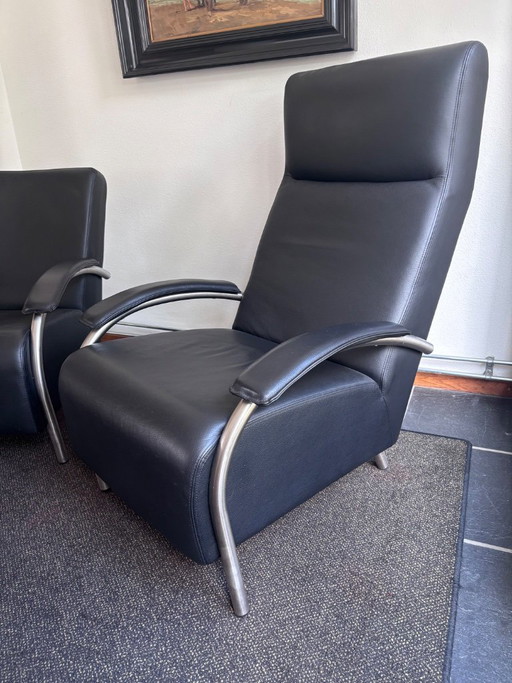 Molinari Design Fauteuils | Zwart Leer | Set Van 2 – Leather, Metal (photo 2 of 5)