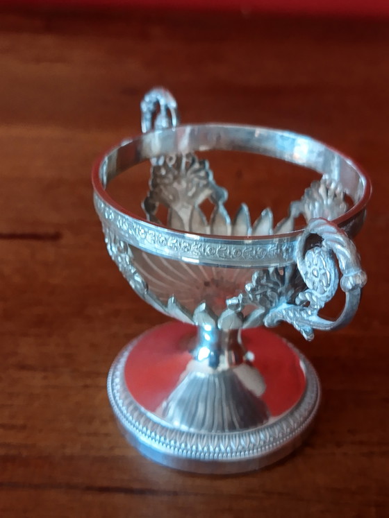 Copa antigua de plata (833) para sal/azúcar con cristal - Países Bajos, 1920 (Impecable) – Accesorios de mesa (photo 3 of 15)