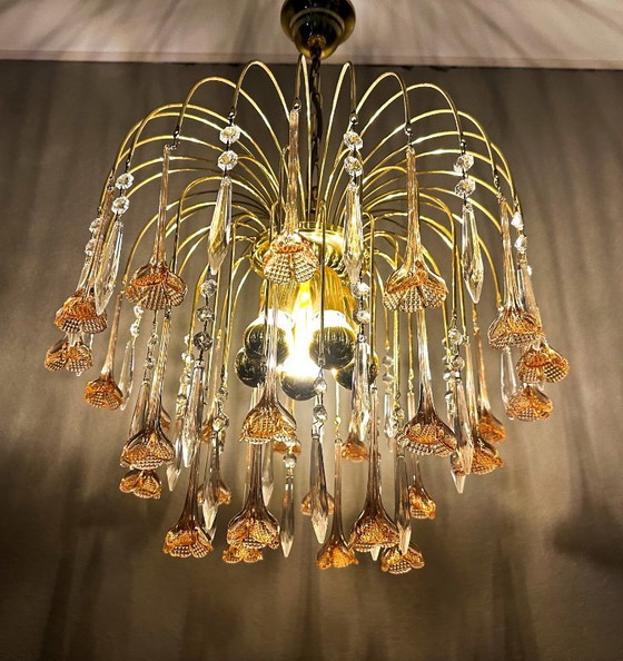 Image 1 of Vintage pink flower chandelier