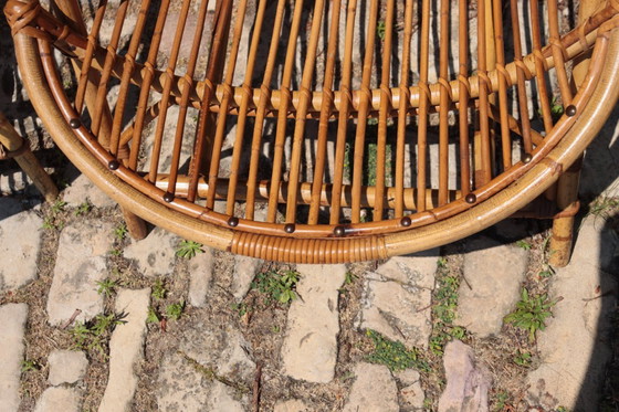 Image 1 of Paar rotan fauteuils van Audoux Minet 1950