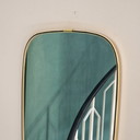 Vintage Spiegel Uit Jaren '50/'60, Langwerpige Spiegel Met Messing Lijst, Retro Wandspiegel, Goudkleurige Lijst
