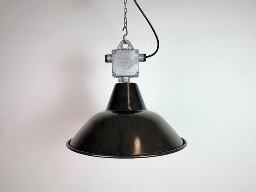 Industrial Black Enamel Pendant Lamp from Elektrosvit, 1960s