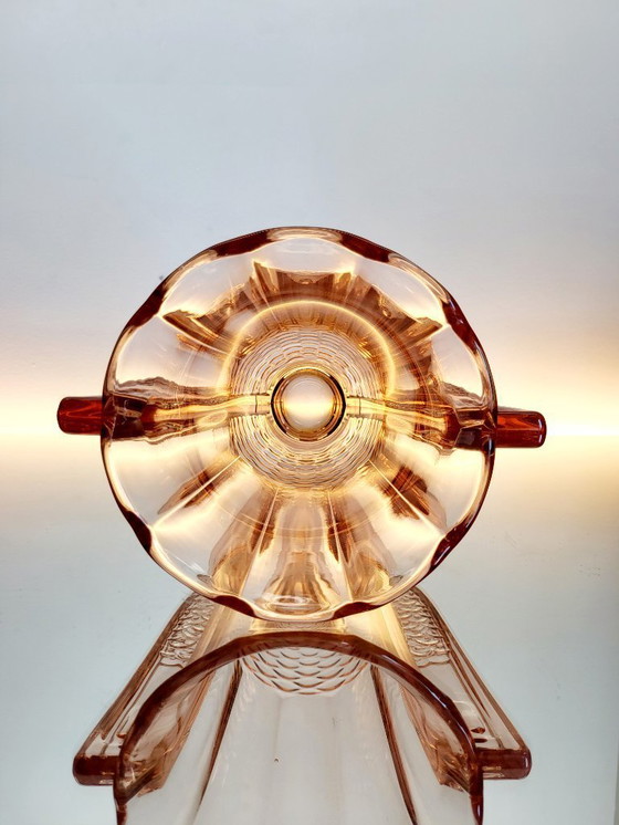 Image 1 of Jarrón Art déco Val Saint Lambert, serie Luxval modelo Romeo, color rosa, Bélgica