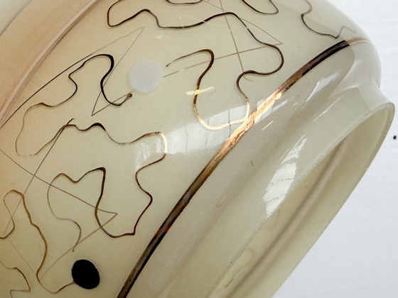 Set di lampade a sospensione vintage decorative beige con oro, anni 1060, Vetro (foto 6 di 7)