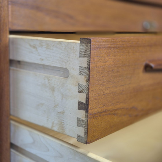 Image 1 of Bernhard Pedersen & Søn, vintage Deense secretaire, kaptafel