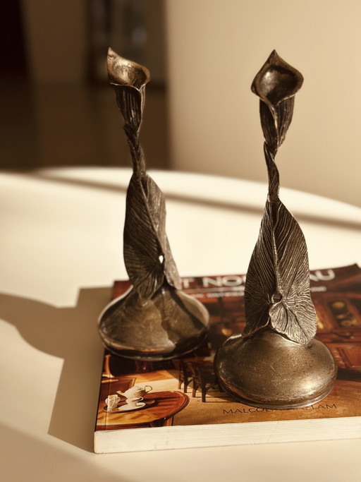 Silver Art Nouveau candlesticks 900