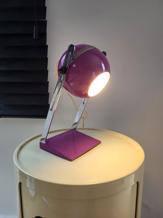 Image 1 of Lámpara de mesa globo ocular de la era espacial acabado púrpura y cromo, años 60