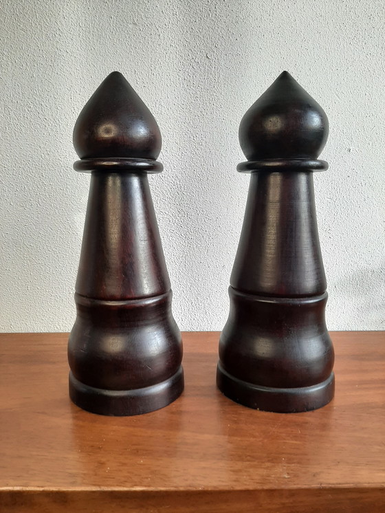 Image 1 of Paar Xl große hölzerne Schachfiguren