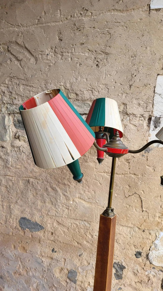 Lampadaire étagère vintage à 3 lumières des années 1950 – Wood, Plastic (photo 6 of 11)