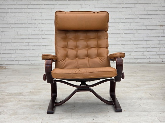 1970s, Norwegian design, adjustable armchair, leather, bentwood. (photo 20 of 25)
