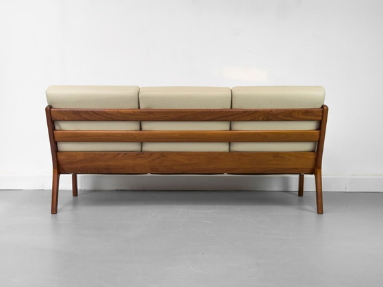 Image 1 of 3-Seater Senator Sofa in Leather and Teak by Ole Wanscher for Cado, 1977