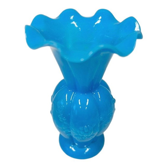 Image 1 of Antiek Frans Victoriaans blauw opaline glas vaasje 1920's