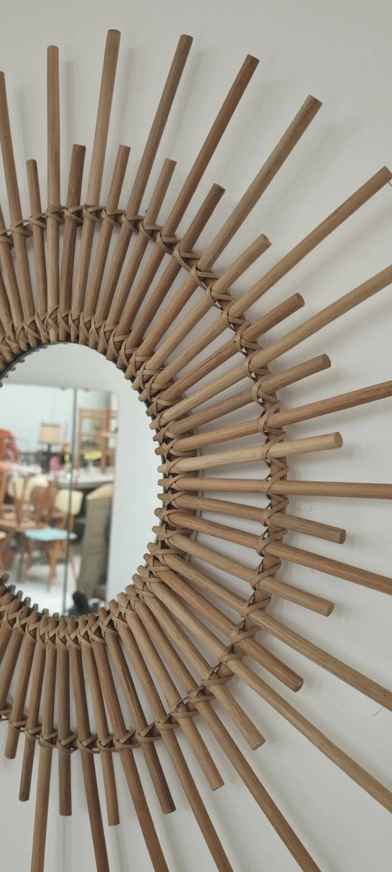 Rattan Sonnen Spiegel 1970 – Wicker, Vintage (photo 3 of 15)