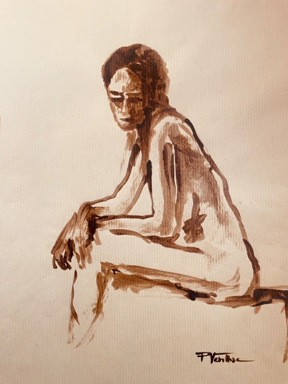 Image 1 of Preparatory sketch for a female portrait depicting "sadness"