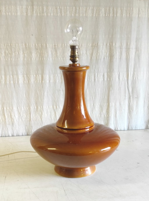Enamelled ceramic lamp base - mid-20th century