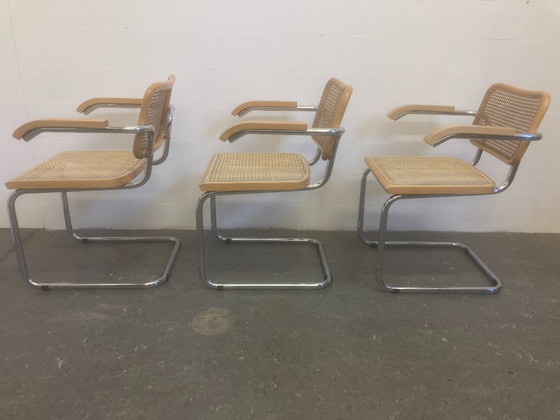 3 X Vintage Cesca Breuer – Merk onbekend, Eetkamerstoelen, Wood, Rattan (photo 11 of 17)
