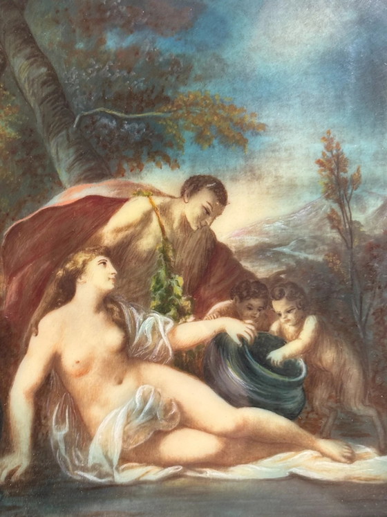 Pair of 20th Century Classical Oil Miniatures on Cardboard, Paintings & Drawings (photo 6 of 10)