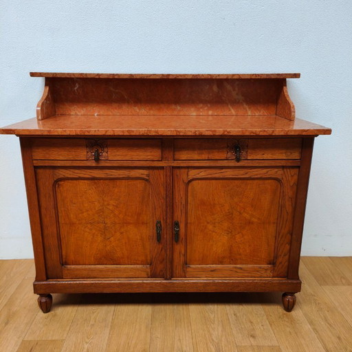 Vintage antiek dressoir commode ladekast badkamermeubel met marmer blad