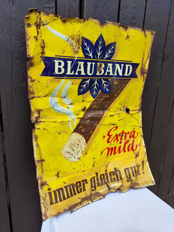 Image 1 of Sigari Blue Band / Periodo prebellico anni '20 / Insegna pubblicitaria smaltata