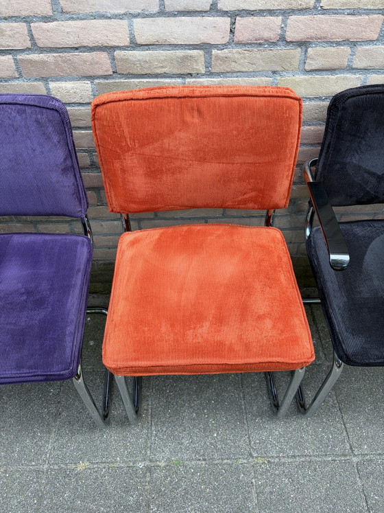 🪑🔥 6 Zuiver Ridge Rib Fabric Chairs – Dining chairs, Chrome, Wood (photo 3 of 7)