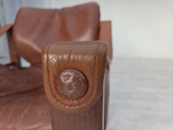Image 1 of 1970s, Danish armchair model "Safari" by Skippers Furniture, furniture leather.