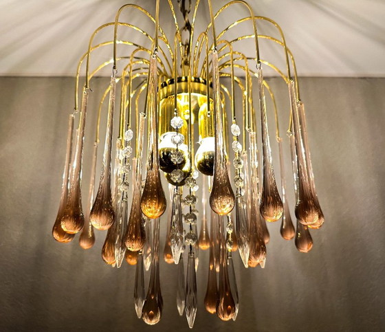 Lustre Vintage Rose Goutte d'eau – Glass, Metal (photo 6 of 9)