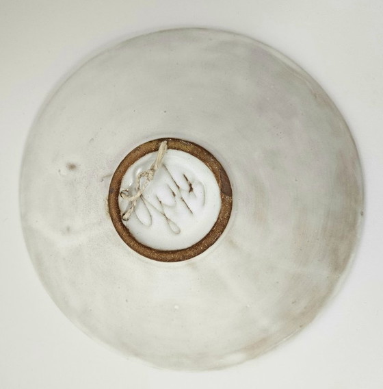 Image 1 of RARE! Vintage brutalist rough glazed mid-century wall plate. Made by Zsuzsa GYÖRGYEY (1931-2006)