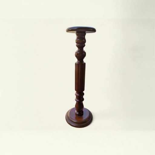 Rare colonne porte-plantes en bois massif tournée à la main – Vintage Mid-Century, inutilisée, décoration élégante, idéale pour