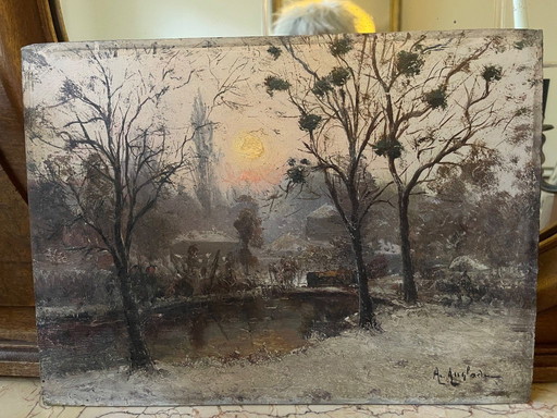 Beautiful painting - A. Anglade - Winter