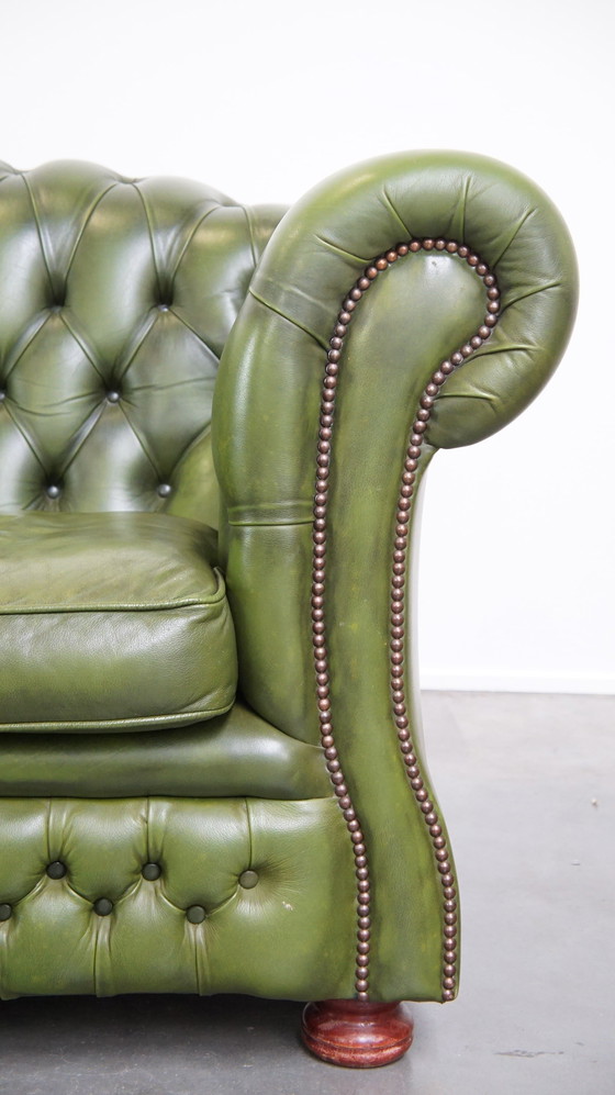 Image 1 of Green Beef Leather 2.5 Seater Chesterfield Sofa