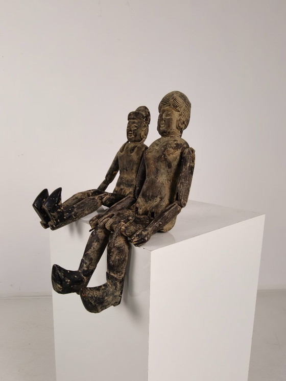 Image 1 of Antique Set of Chinese Wooden Fertility Figurines