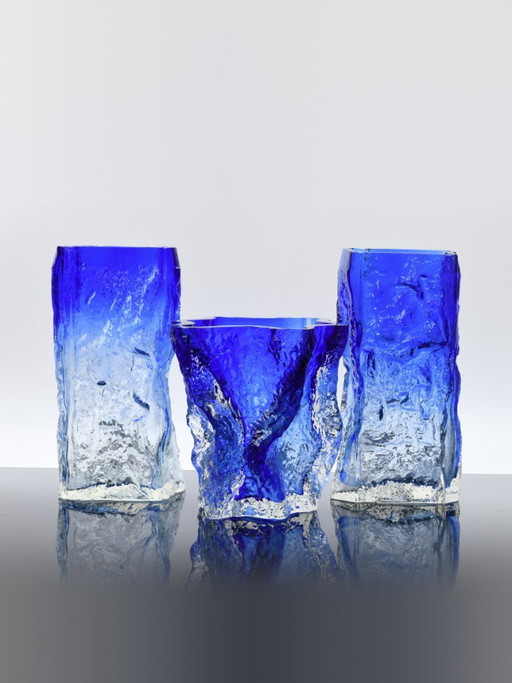 Kaj Blomqvist – Set of 3 Vases Kallio & Liepukka – Kumela, Finland, Cobalt, 1970s