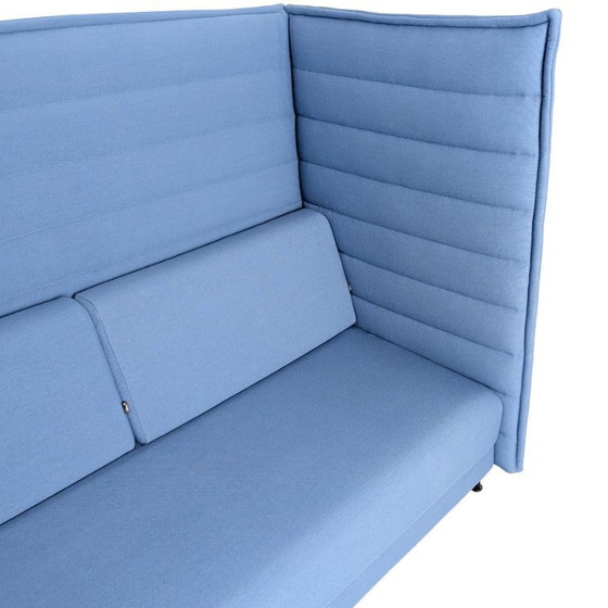 Image 1 of 4x Original Vitra Alcove Highback Zweisitzer Sessel blau Bürosofa