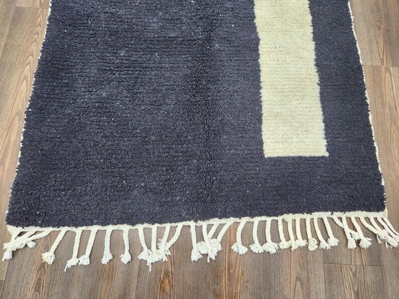 Image 1 of Handgemaakt Marokkaans zwart-wit Beni Orain tapijt, 150/250 cm