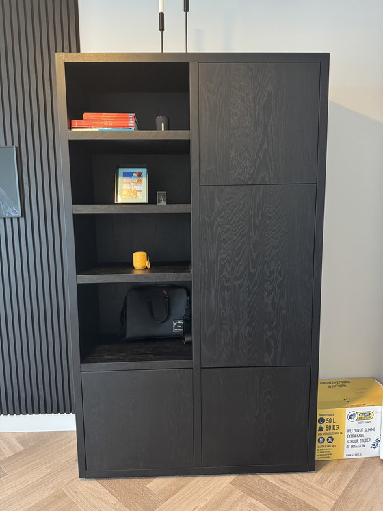 Image 1 of Goossens Storage Cabinet Barcelona Oak Black Lacquered