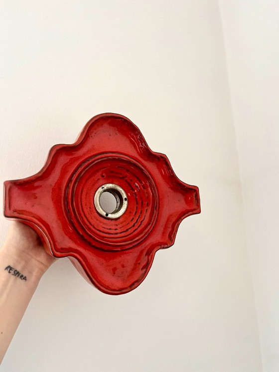 Image 1 of Applique murale vintage Hustadt Leuchten Fat Lava en céramique rouge, Allemagne, 1970