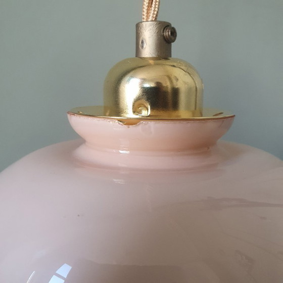 Image 1 of Lampada a sospensione vintage Art Déco in opale rosa tenue