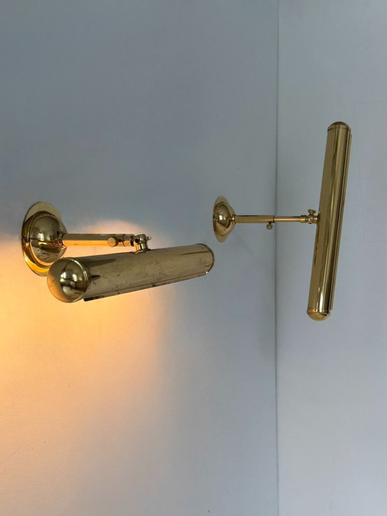 Set van twee vintage verstelbare messing wandlampen, Frankrijk, 1970. – Brass (photo 9 of 9)