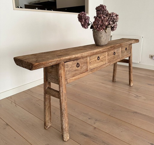 Table d'appoint en bois avec 4 tiroirs