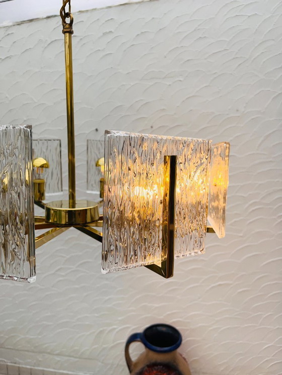 Image 1 of Vintage messing ijsglas kroonluchter