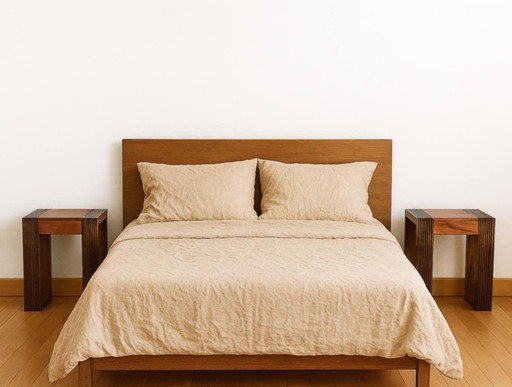 2x bedside tables in exotic wood
