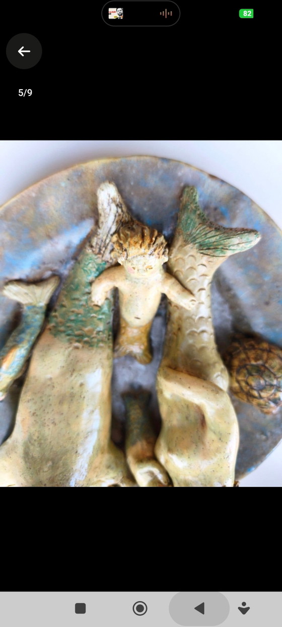 Unique 3D Ceramic Art Bowl - Mermaid Family (1988) (photo 7 of 7)
