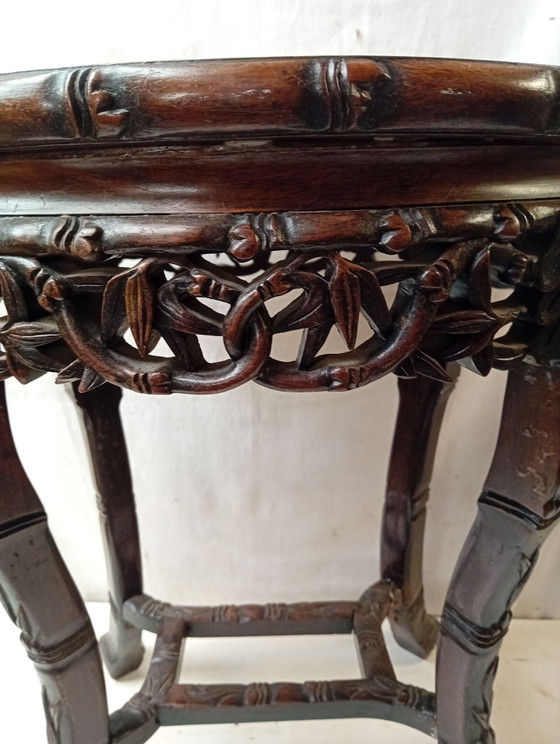 Antique Chinese Plant Stand – Plant table, Marble, Wood (photo 8 of 13)