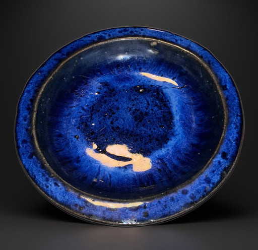 Handmade ceramic bowl - studio ceramics - strong blue glaze