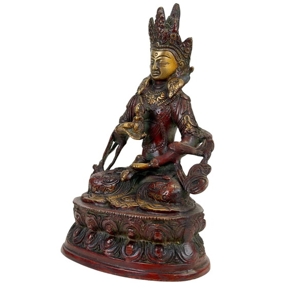 Tibetische Vajrasattva Bronze Himalaya Zweifarbige Patina Statue 22 cm – Bildhauerei (photo 9 of 10)