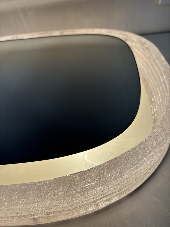 Image 1 of Specchio vintage Hillebrand illuminato in vetro ghiaccio anni '60, stile spaziale