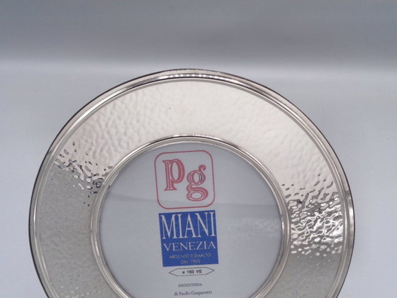 Image 1 of Hammered 925 silver photo frame, 15cm diameter