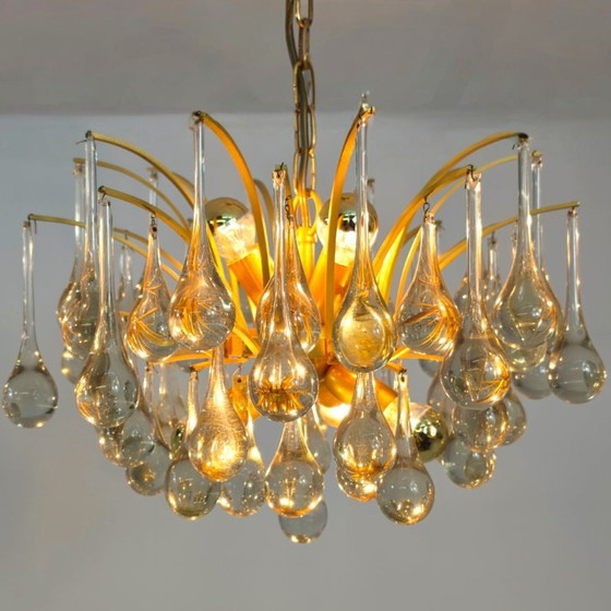 Lustre Palwa Teardrop Murano Années 60 Mid Century – Brass, Murano Glass (photo 2 of 7)