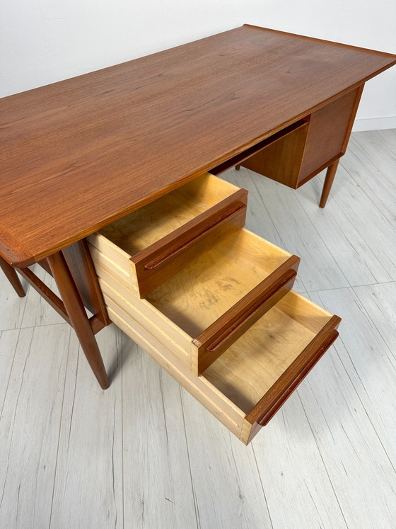 Image 1 of 1960S VINTAGE DANISH MID-CENTURY TEAK WRITING DESK BY ARNE VODDER FOR H.P. HANSEN